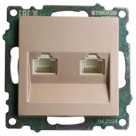Розетка двойная Ethernet RJ-45 без рамки Stekker Катрин 50004