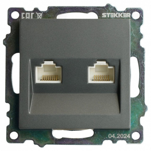 Розетка двойная Ethernet RJ-45 без рамки Stekker Катрин 50008
