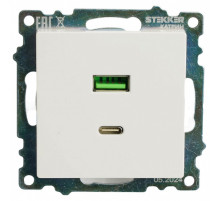 Розетка 2хUSB type A и C без рамки Stekker Катрин 50051