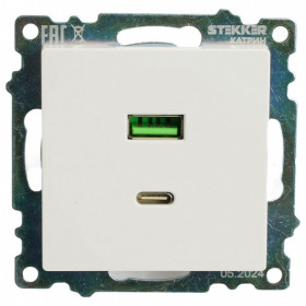 Розетка 2хUSB type A и C без рамки Stekker Катрин 50051