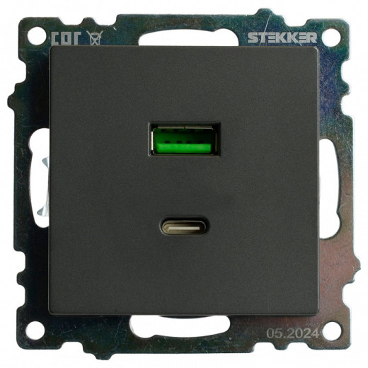 Розетка 2хUSB type A и C без рамки Stekker Катрин 50052