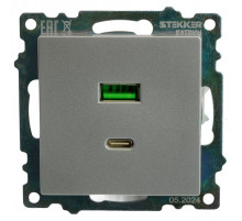 Розетка 2хUSB type A и C без рамки Stekker Катрин 50054