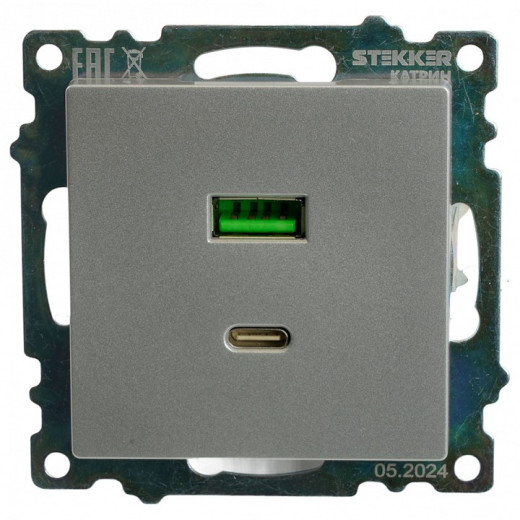 Розетка 2хUSB type A и C без рамки Stekker Катрин 50054