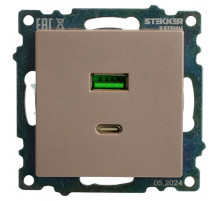 Розетка 2хUSB type A и C без рамки Stekker Катрин 50056
