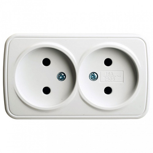 Розетка двойная без заземления Stekker Basic 50075