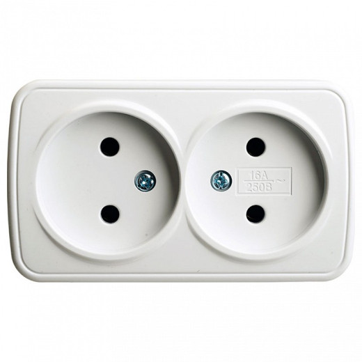 Розетка двойная без заземления Stekker Basic 50075