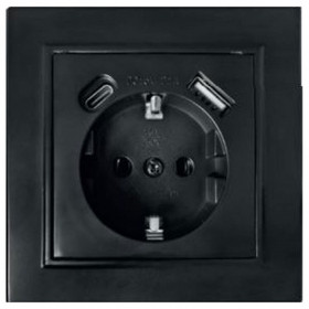 Розетка с заземлением и 2хUSB type A и C, без рамки Stekker Эрна 50078