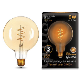 Лампа светодиодная Gauss LED Filament Flexible E27 6Вт 2400K 158802008
