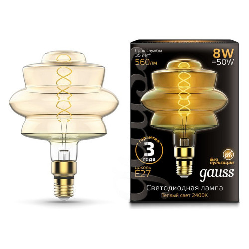Лампа светодиодная Gauss LOFT Led Vintage Filament Flexible E27 8Вт 2400K 161802008