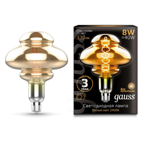 Лампа светодиодная Gauss LOFT Led Vintage Filament Flexible E27 8Вт 2400K 162802008