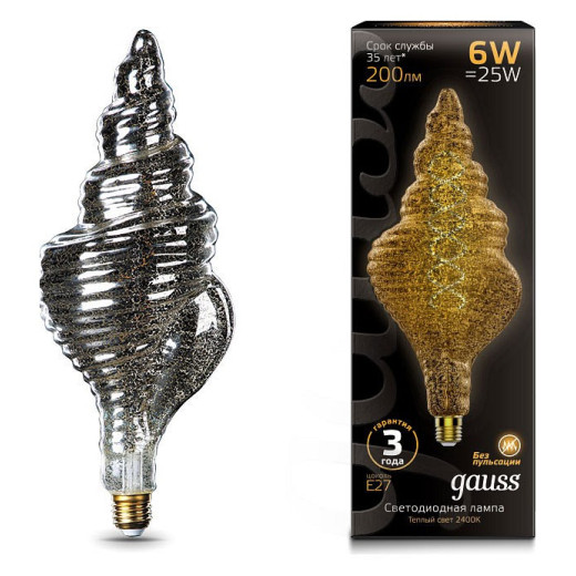 Лампа светодиодная Gauss Led Vintage Filament Flexible E27 6Вт 2400K 166802008