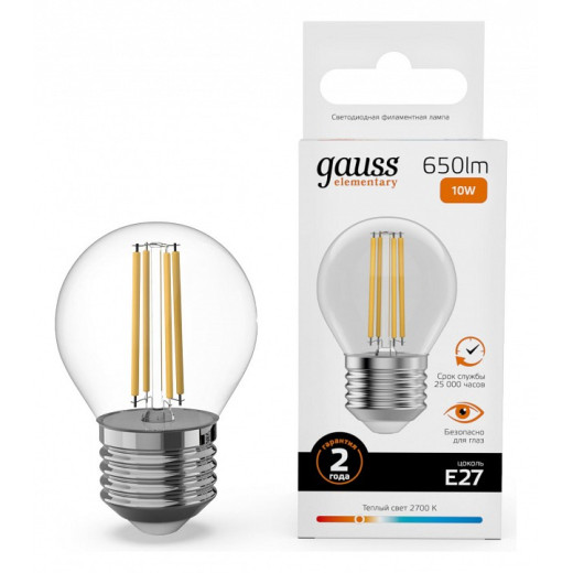 Лампа светодиодная Gauss Filament Elementary E27 10Вт 2700K 52210