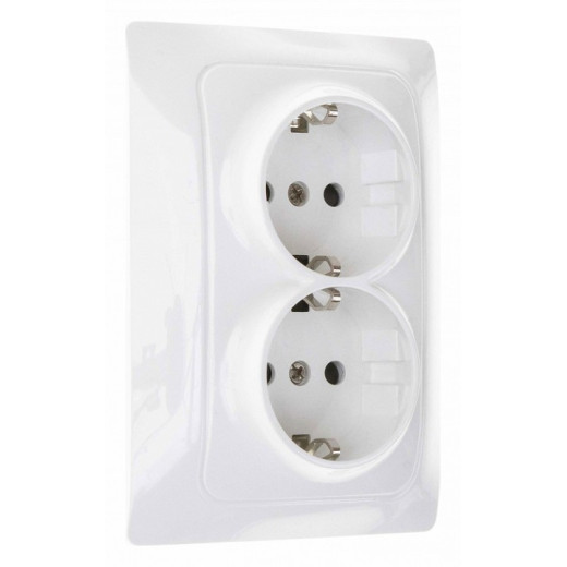 Розетка двойная с заземлением и со шторкой Gusi Electric BRAVO С10Р6-001