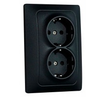 Розетка двойная с заземлением и со шторкой Gusi Electric BRAVO С10Р6-010