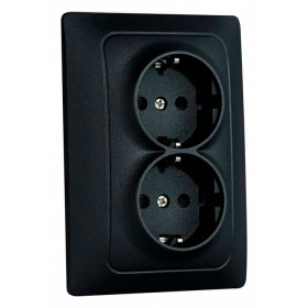 Розетка двойная с заземлением и со шторкой Gusi Electric BRAVO С10Р6-010