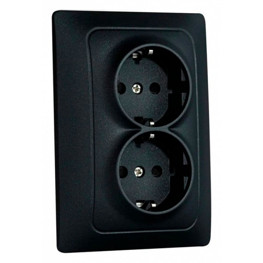 Розетка двойная с заземлением и со шторкой Gusi Electric BRAVO С10Р6-010