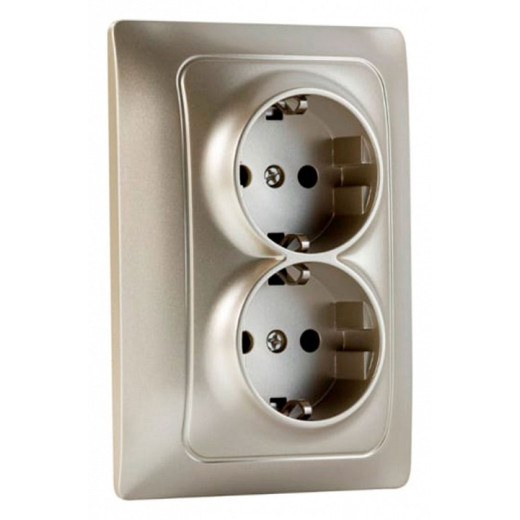 Розетка двойная с заземлением и со шторкой Gusi Electric BRAVO С10Р6-027