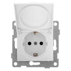 Розетка с заземлением и со шторкой, без рамки с крышкой Gusi Electric BRAVO С10Р91-001
