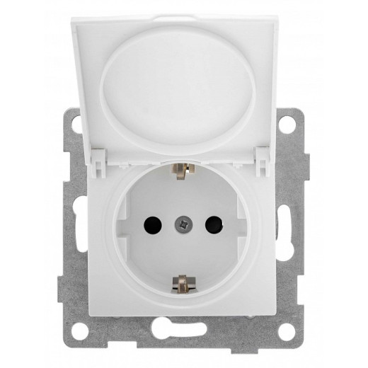 Розетка с заземлением и со шторкой, без рамки с крышкой Gusi Electric BRAVO С10Р91-001
