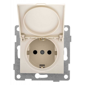 Розетка с заземлением и со шторкой, без рамки с крышкой Gusi Electric BRAVO С10Р91-003