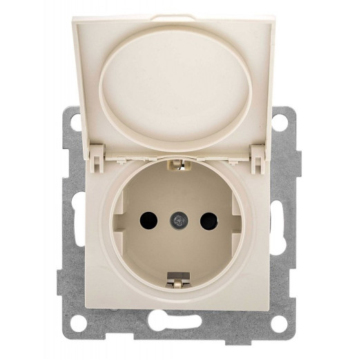 Розетка с заземлением и со шторкой, без рамки с крышкой Gusi Electric BRAVO С10Р91-003