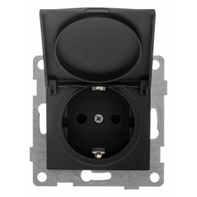 Розетка с заземлением и со шторкой, без рамки с крышкой Gusi Electric BRAVO С10Р91-010