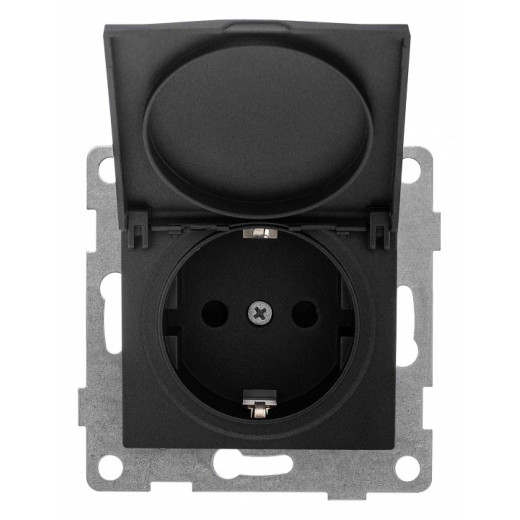 Розетка с заземлением и со шторкой, без рамки с крышкой Gusi Electric BRAVO С10Р91-010