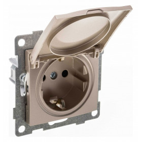Розетка с заземлением и со шторкой, без рамки с крышкой Gusi Electric BRAVO С10Р91-027