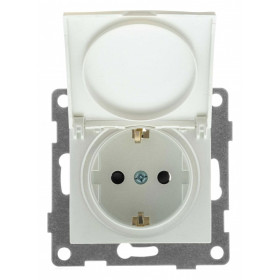 Розетка с заземлением и со шторкой, без рамки с крышкой Gusi Electric BRAVO С10Р91-028