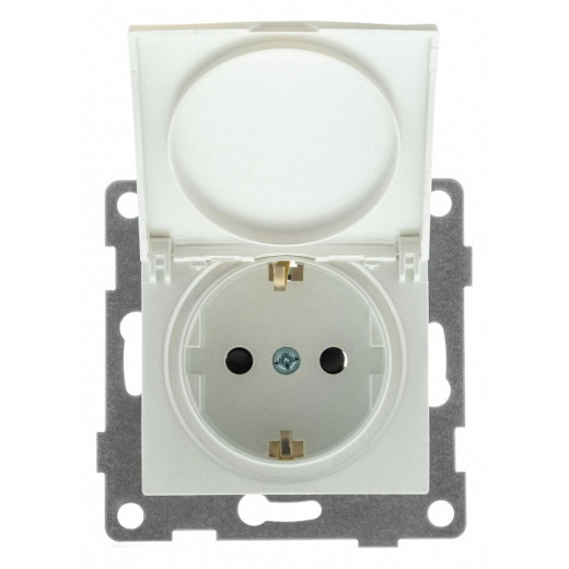 Розетка с заземлением и со шторкой, без рамки с крышкой Gusi Electric BRAVO С10Р91-028