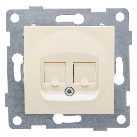Розетка двойная RJ-12 и Ethernet RJ-45, без рамки Gusi Electric UGRA С11КТ-003