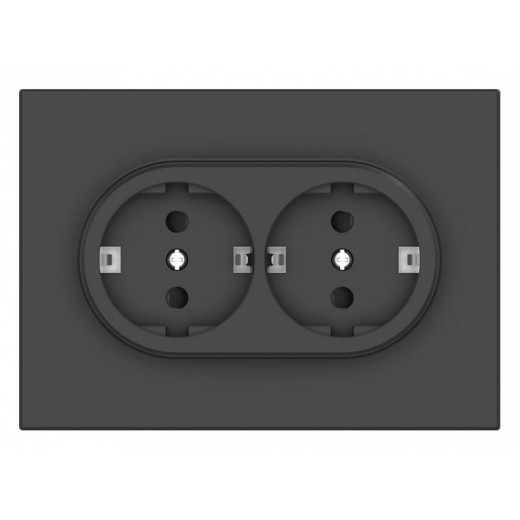 Розетка двойная с заземлением и со шторкой Gusi Electric BRAVO С11Р6-010