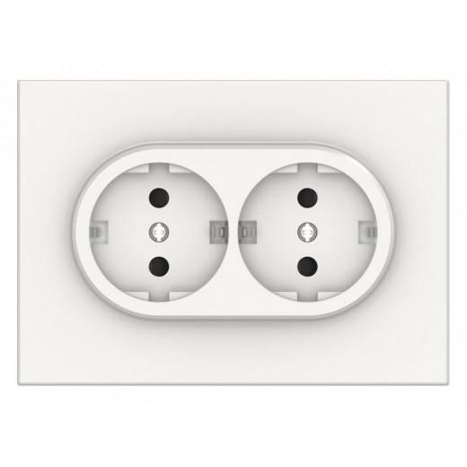 Розетка двойная с заземлением и со шторкой Gusi Electric BRAVO С11Р6-028