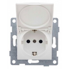 Розетка с заземлением и со шторкой, без рамки с крышкой Gusi Electric UGRA С11Р91-001