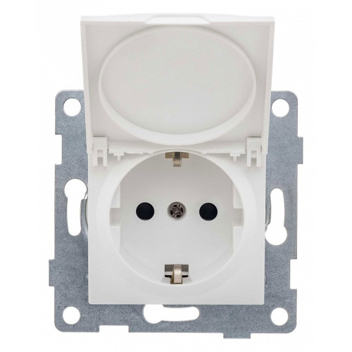 Розетка с заземлением и со шторкой, без рамки с крышкой Gusi Electric UGRA С11Р91-001