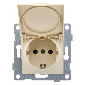 Розетка с заземлением и со шторкой, без рамки с крышкой Gusi Electric UGRA С11Р91-003