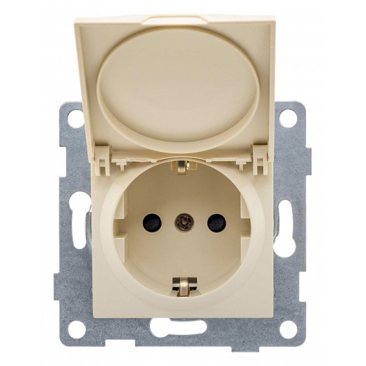 Розетка с заземлением и со шторкой, без рамки с крышкой Gusi Electric UGRA С11Р91-003