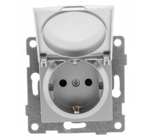 Розетка с заземлением и со шторкой, без рамки с крышкой Gusi Electric UGRA С11Р91-004