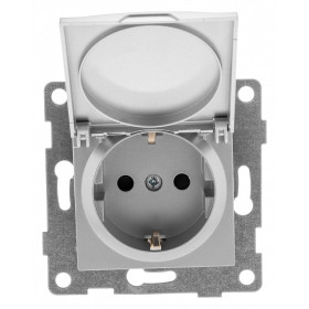 Розетка с заземлением и со шторкой, без рамки с крышкой Gusi Electric UGRA С11Р91-004