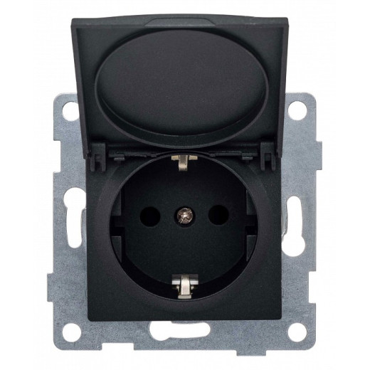Розетка с заземлением и со шторкой, без рамки с крышкой Gusi Electric UGRA С11Р91-010