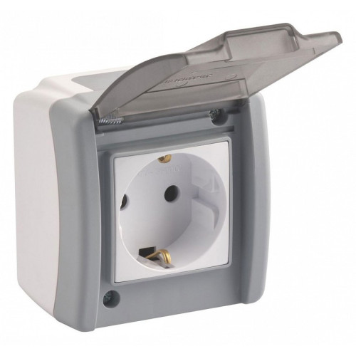 Розетка влагозащищенная с заземлением и крышкой Mono Electric Octans IP54 154-020007-117