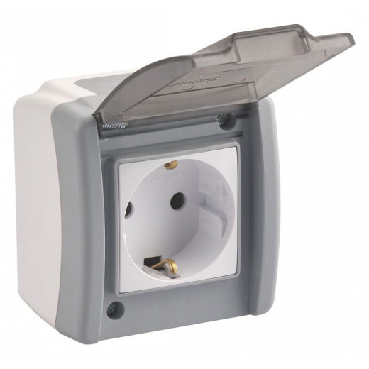 Розетка влагозащищенная с заземлением и крышкой Mono Electric Octans IP54 154-020007-117