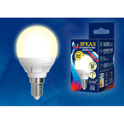 Лампа светодиодная Uniel Яркая Dim E14 7Вт 4000K UL-00004241