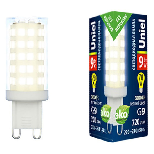 Лампа светодиодная Uniel  G9 9Вт 3000K UL-00006488