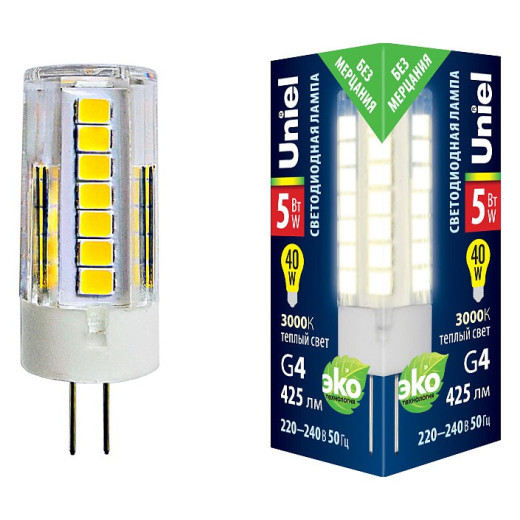Лампа светодиодная Uniel  G4 5Вт 3000K UL-00006744