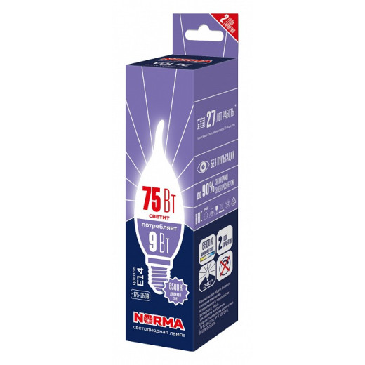 Лампа светодиодная Volpe LED-CW37 E14 9Вт 6500K UL-00010990