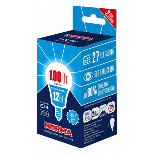 Лампа светодиодная Volpe LED-G60 E14 12Вт 4000K UL-00010993