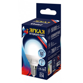 Лампа светодиодная Uniel яркая E14 7Вт 6500K UL-00011018