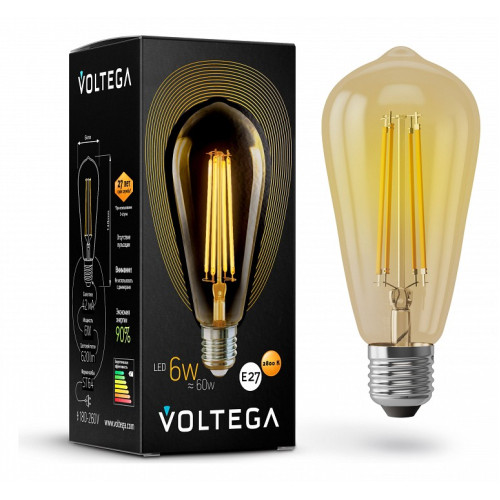 Лампа светодиодная Voltega ST64 E27 6Вт 2800K 5526