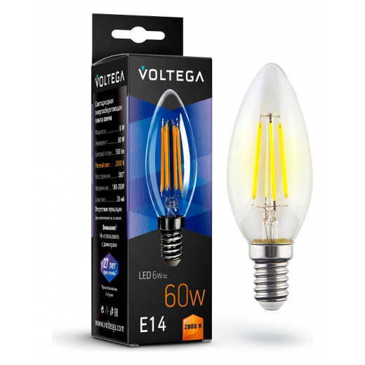 Лампа светодиодная Voltega Candle 6W E14 6Вт 2800K 7019